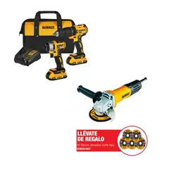 DEWALT - Taladro Percutor Inalámbrico 1/2" 20V DCD7781 + Atornillador de Impacto DCF7871 + 2 Baterías 2Ah + Cargador + Bolso Lona + 01 Esmeril angular 4 1/2' 750W DWE750 + 05 Discos de corte HP2 4-1/2" DW84407