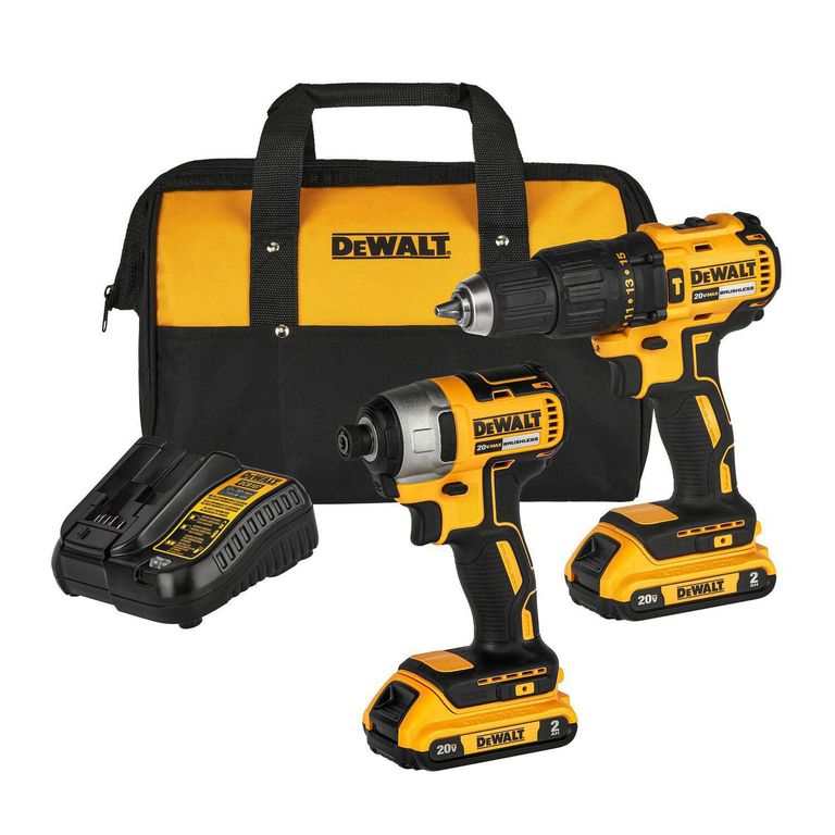 Taladro Percutor Inalámbrico 20V + Atornillador de Impacto + 2 Baterías 2Ah + Cargador + Bolso