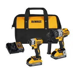DEWALT - Taladro Percutor Inalámbrico 1/2" 3V DCD996 + Atornillador de Impacto DCF887 + 2 Baterías 5Ah + Cargador + Bolso Lona