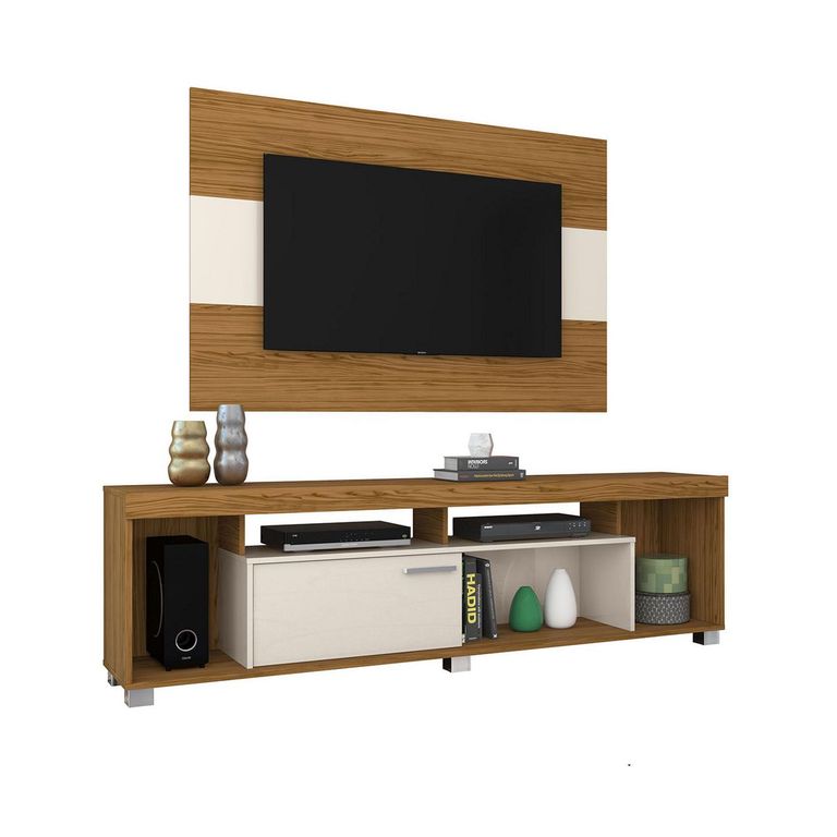Combo Panel de TV 50" + Mesa Auxiliar Tristan Blanco/Natural