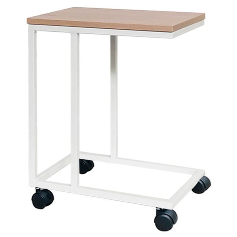 Mesa Auxiliar Tipo C Blanco/Rovere