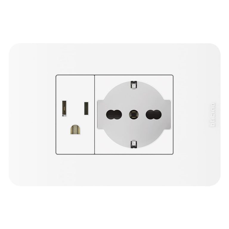 Tomacorriente Americano + Tomacorriente Schuko Matix GO Blanco
