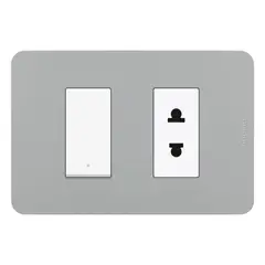 BTICINO - Interruptor + Tomacorriente Simple Matix GO Gris