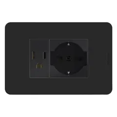 BTICINO - Tomacorriente Americano + Tomacorriente Schuko Matix GO Negro