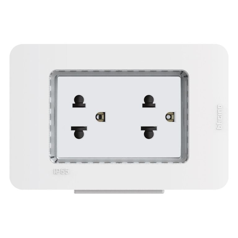 Tomacorriente Doble P/T Idrobox IP55 Matix GO Blanco