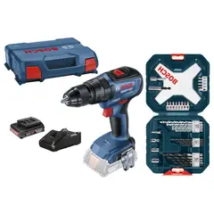 BOSCH - Taladro atornillador inalámbrico GSB 18V-50 + Set X-LINE 34 Piezas + 1 batería 2 Ah + maletín plástico