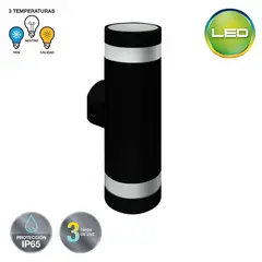 LIGHTECH - Aplique de Pared Exterior EDO 18W 3 TONOS NEGRO