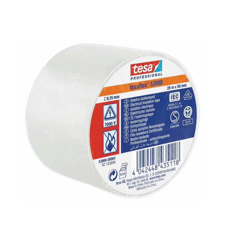 Cinta aislante Tesa Tesaflex 25MX50MM Blanco