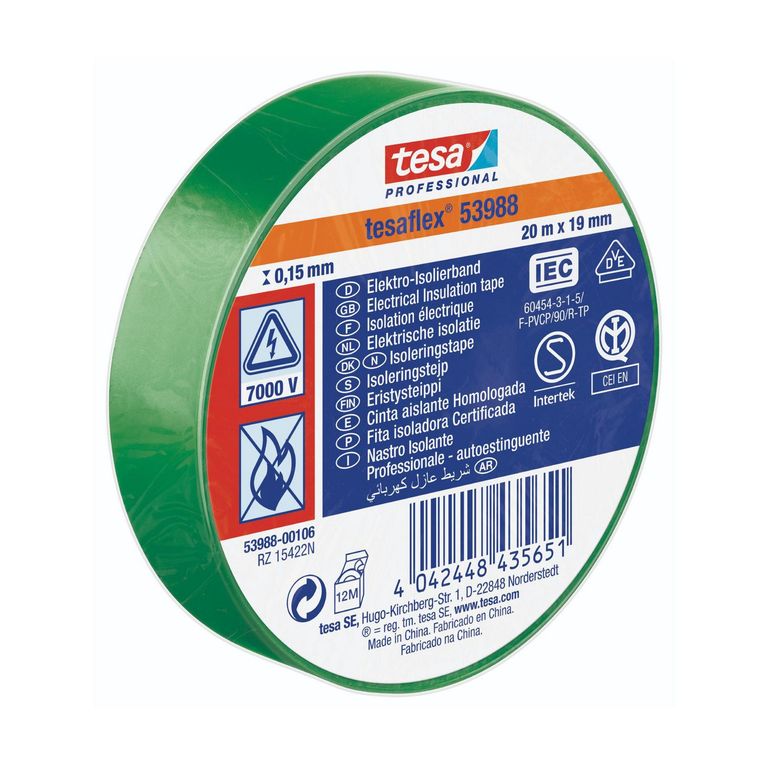 Cinta Aislante Tesaflex 20MX19MM Verde