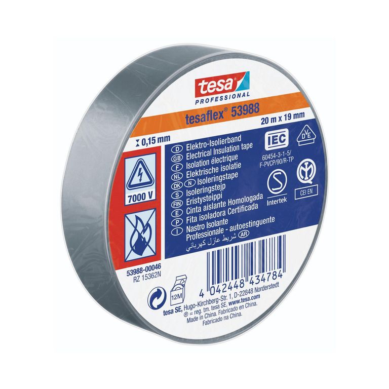 Cinta aislante Tesa Tesaflex 20MX19MM Gris