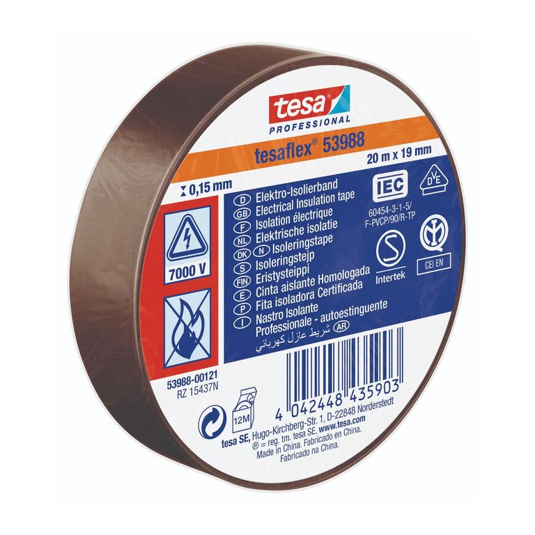 Cinta aislante Tesa Tesaflex 20MX19MM Marron