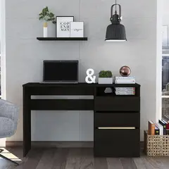 TUHOME - Escritorio Negro Melamina Dublin con Cajonera