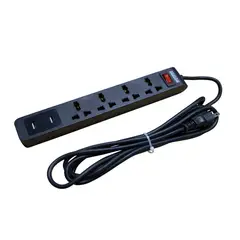 GENERICO - SUPRESOR DE PICOS 4 TOMAS UNIVERSALES CON 2 PUERTOS USB