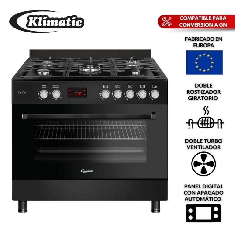 Cocina a Gas 5 Hornillas Accent Negro