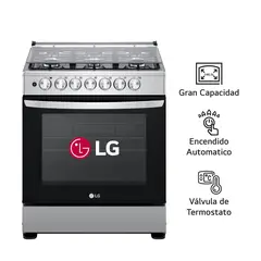 LG - Cocina a Gas LRGZ5253S 6 Hornillas Gran Capacidad Acero Inoxidable