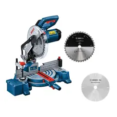 BOSCH - Sierra Ingleteadora GCM 254 - 1750W + 1 disco madera 40 dientes + Disco Sierra Multimaterial 10" 80 Dientes