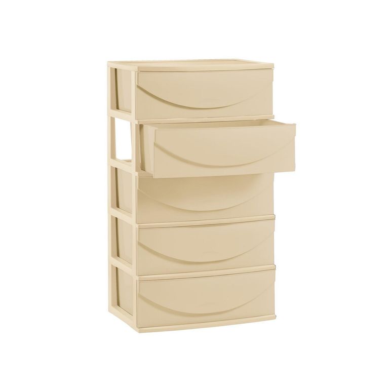 Cómoda Happy Plastica 5 Cajones Crema
