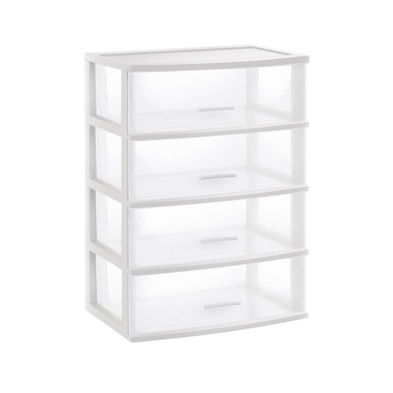 Cómoda Smart Plástica 4 Cajones Blanco transparente
