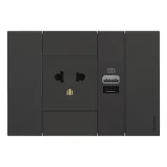 GENERICO - Tomacorriente Bticino Eu/Us 2P+T+Usb A+C Negro
