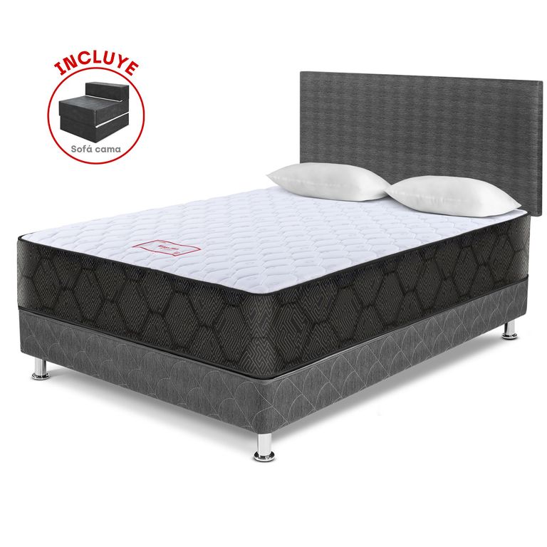 Dormitorio 2 Plazas Edén + 2 Almohadas + Protector + Sofá Cama