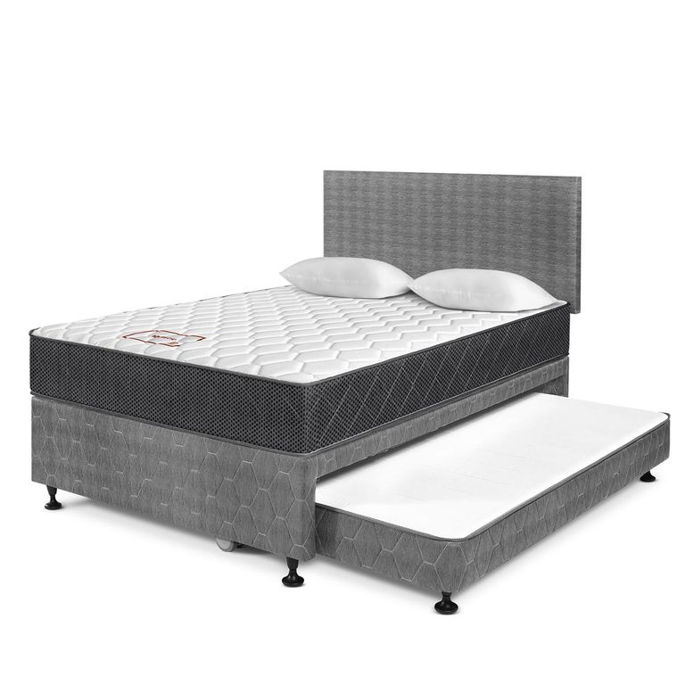 Dormitorio Diván Paraíso Majestic Gris + 2 Almohadas + Protector