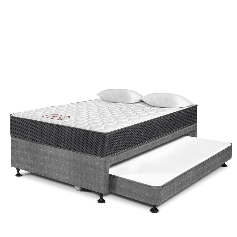 Cama Diván Paraíso Majestic Gris 2 Plazas + 2 Almohadas + Protector