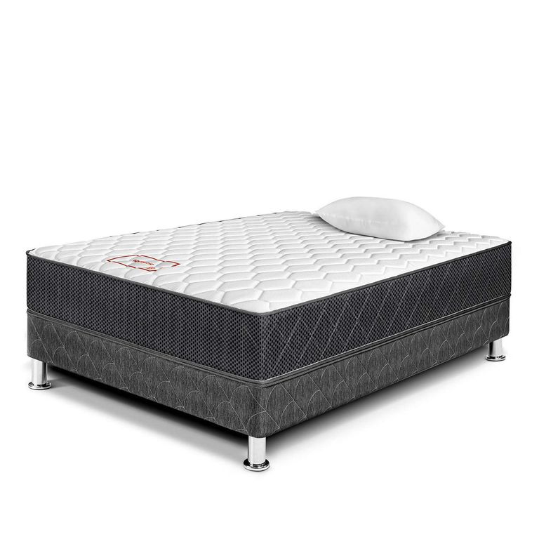 Cama Paraíso Majestic Gris 1.5 Plazas + Almohada + Protector