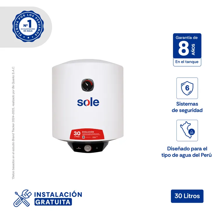 Terma Eléctrica Sole Evolución 30 Litros para Pared