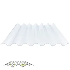 POLYARQ - Plancha de Policarbonato Corrugado Transparente 0.81m x 3.60m x 1mm