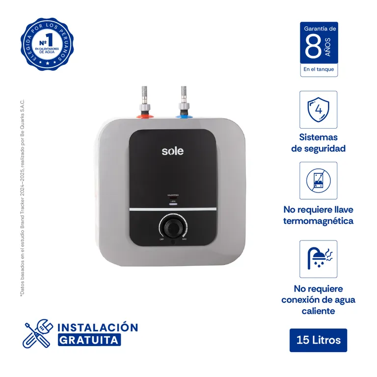 Rapiducha Eléctrica Sole Solución 15 Litros para Pared
