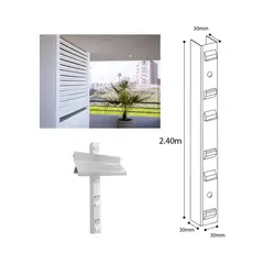 POLYARQ - Soporte Metálico Troquelado Para Quiebravistas Blanco 30Mm 2.40 Ml