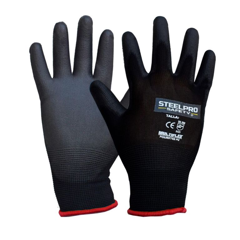 Guantes de Seguridad de Nylon con Poliuretano Negro
