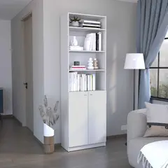 TUHOME - Combo Estante 2 Puertas + Complemento Home Blanco