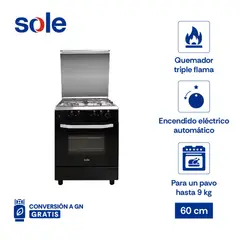 SOLE - Cocina a Gas 4 Hornillas Cartagena Glp 60 Cm