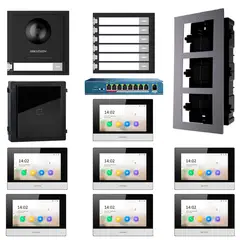 HIKVISION - Kit Videoportero IP Módulo Lector 7 Departamentos 1080P