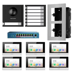 HIKVISION - Kit Videoportero IP 6 Departamentos Full HD App DS-KD8003