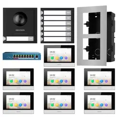 HIKVISION - Kit Videoportero IP 7 Departamentos Full HD App DS-KD8003