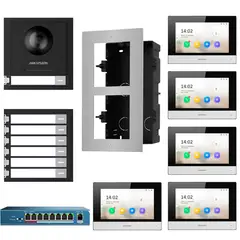 HIKVISION - Kit Videoportero IP 5 Departamentos Full HD App DS-KD8003