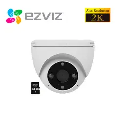 EZVIZ - Cámara de Seguridad H4 2K Domo Visión Nocturna Color Exterior SD 64GB