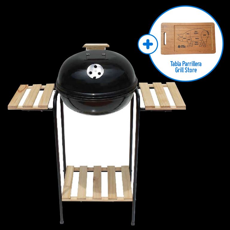 Parrilla Grill con Bandejas de Madera + Tabla