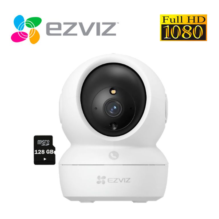 Ezviz Cámara Wifi H6C Pro Full Hd Gira Botón Llamada + Micro Sd 128Gb