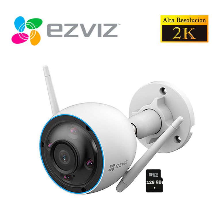 Cámara Seguridad Ezviz H3 2K 3MP Wi-Fi Inalámbrica Exterior + SD 128GB