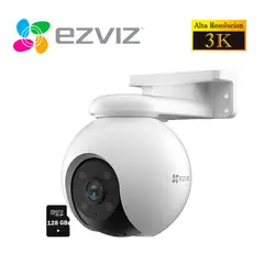 EZVIZ - Cámara de Seguridad Wi-Fi H8 PRO 3K 360 Smart + Micro SD 128GB