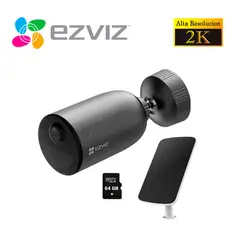 EZVIZ - Cámara de Seguridad Wi-Fi Exterior EB3 / Panel Solar + Micro SD 64GB
