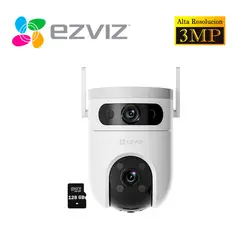 EZVIZ - Cámara de Seguridad H9C 3Mp + 3Mp Binocular Wifi Exterior 360 + Sd 128Gb