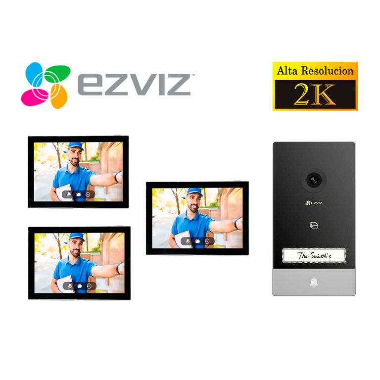 Kit Videoportero Inteligente Ezviz HP7 2K Exterior + 2 Monitores