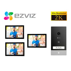 EZVIZ - Kit Videoportero Inteligente HP7 2K Exterior + 2 Monitores