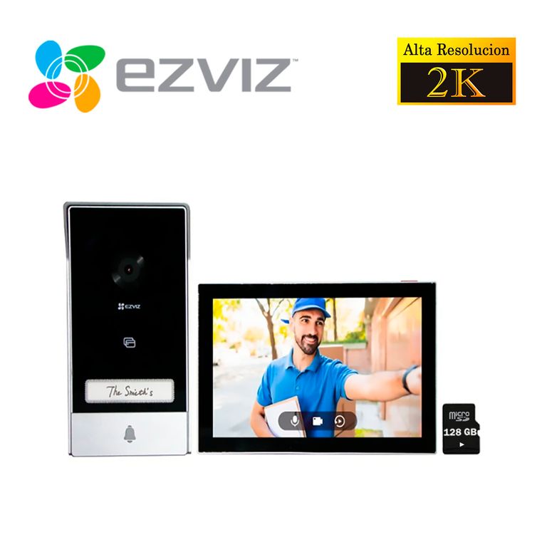 Videoportero Doméstico Inteligente Ezviz HP7 2K Exterior + SD 128GB