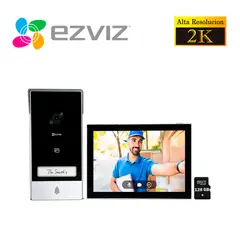 EZVIZ - Videoportero Doméstico Inteligente HP7 2K Exterior + SD 128GB