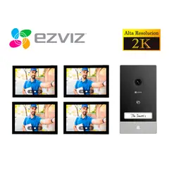 EZVIZ - Kit Videoportero Inteligente HP7 2K Exterior + 2 Monitores